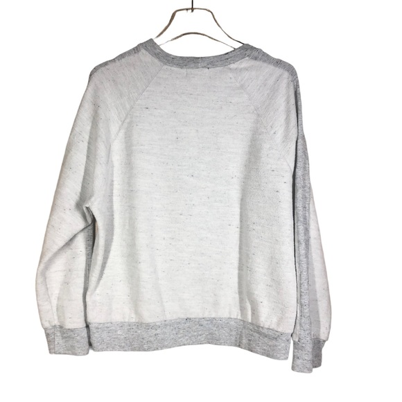 Monrow Reverse Contrast Rib Gray Raglan Sweatshirt - Picture 3 of 9